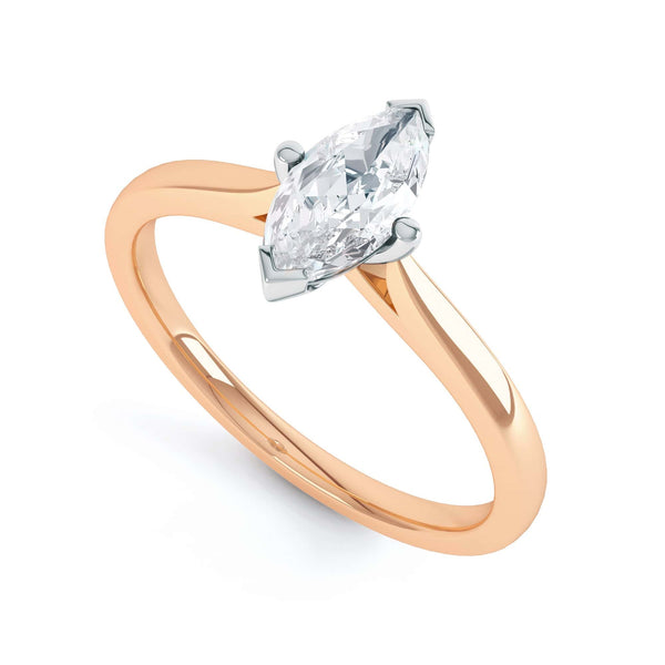 Marquise-Cut Centre Stone, V claws, Diamond Engagement Ring with Knife Edge Shoulders with cathedral setting
