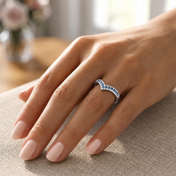Blue Sapphire Wishbone Ring
