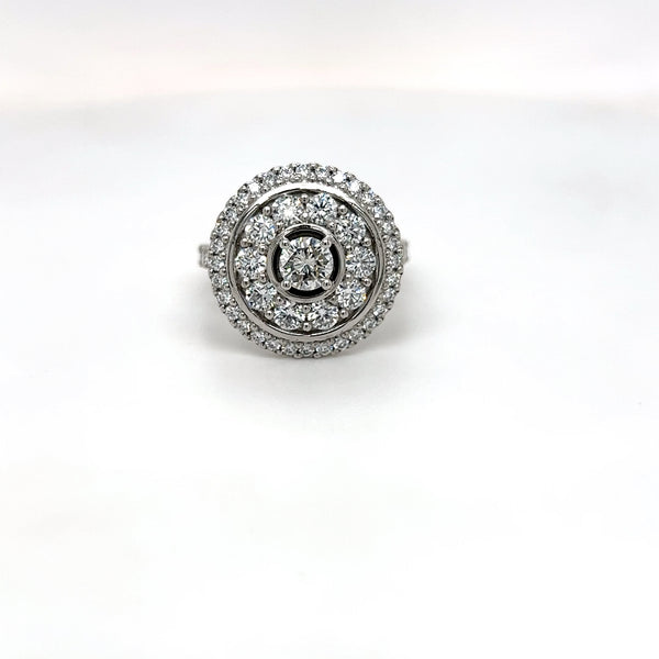 Diamond flower circle ring