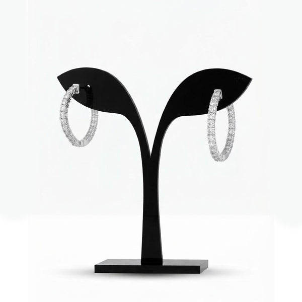 18K White Gold Radiant Inside-Out Diamond Hoop Earrings