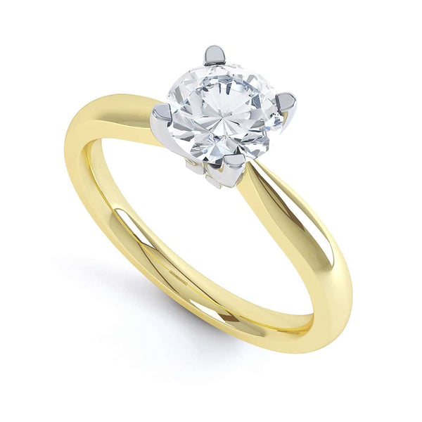 Round Brilliant Cut Centre Stone, 4 claw, Knife Edge Shoulders, Diamond Engagement Ring