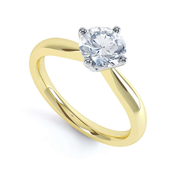 North South Diamond Solitaire Engagement Ring Plain Shoulders