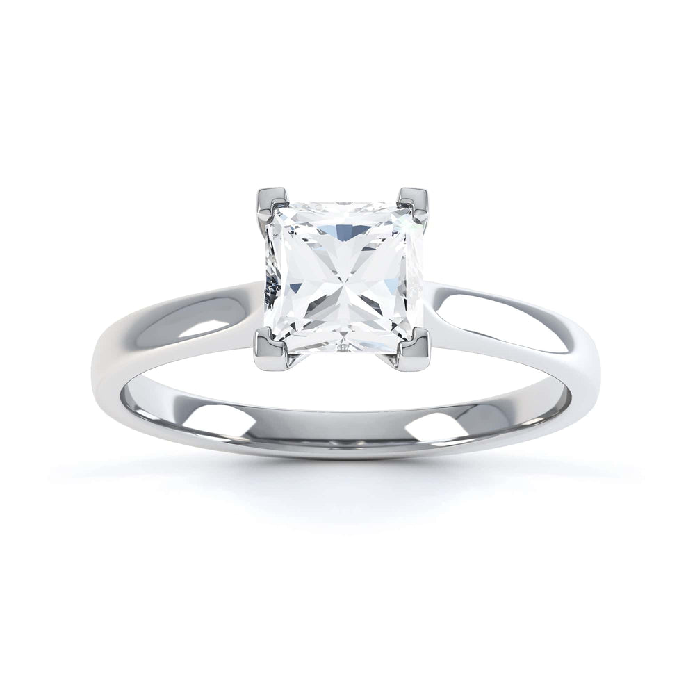 Princess Cut Centre Stone, Four Claw, Parallel Shoulders, Diamond Engagement Ring