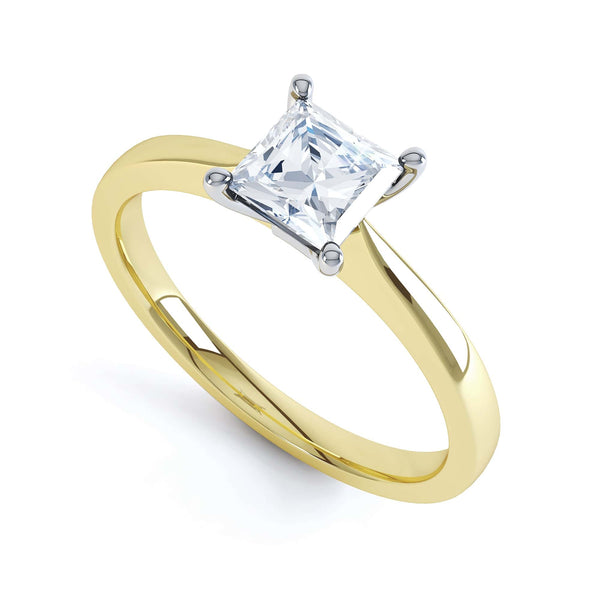 Princess Cut Centre Stone, 4 Claw, Knife Edge Shoulders, Diamond Engagement Ring