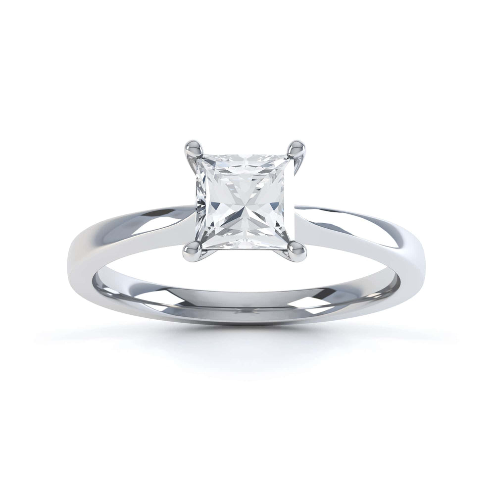 Princess Cut Centre Stone, 4 Claw, Knife Edge Shoulders, Diamond Engagement Ring