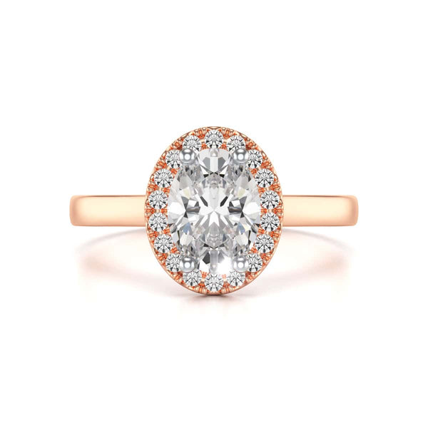 18ct Gold Halo Diamond Engagement Ring - Oval Shape