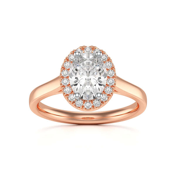18ct Gold Halo Diamond Engagement Ring - Oval Shape