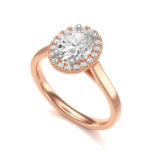 18ct Gold Halo Diamond Engagement Ring - Oval Shape