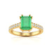 Emerald with Diamond Set Shoulders Dress Ring