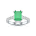 Emerald with Diamond Set Shoulders Dress Ring