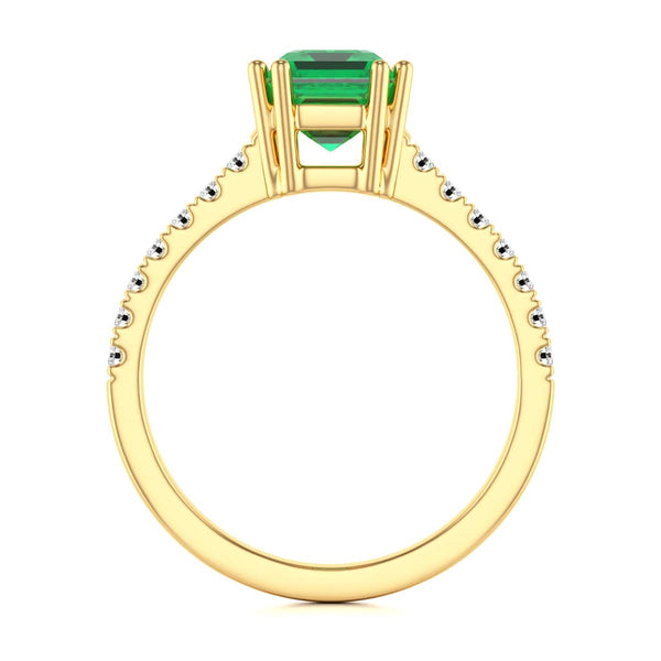 Emerald with Diamond Set Shoulders Dress Ring
