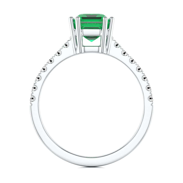 Emerald with Diamond Set Shoulders Dress Ring