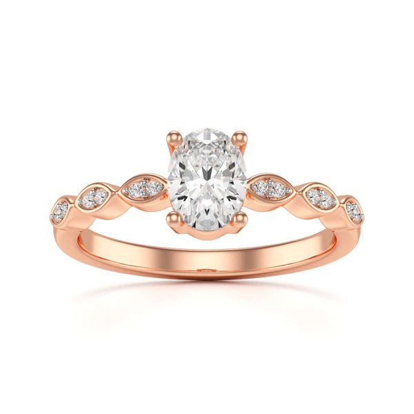 Oval centre Engagement Ring with Marquise Shape Shoulders with diamonds