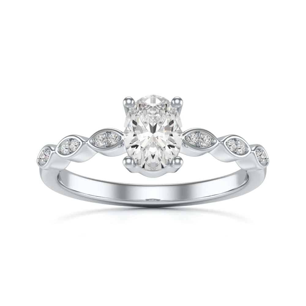 Oval centre Engagement Ring with Marquise Shape Shoulders with diamonds