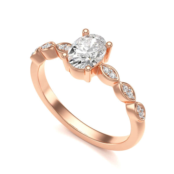 Oval centre Engagement Ring with Marquise Shape Shoulders with diamonds