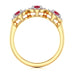 18ct Gold Diamond Halo 3 Rubies Engagement Ring - Oval Shape