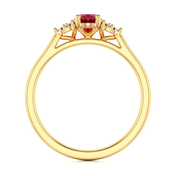Diamond Trefoil Oval Shape Ruby Engagement Ring in 18ct Gold and Platinum