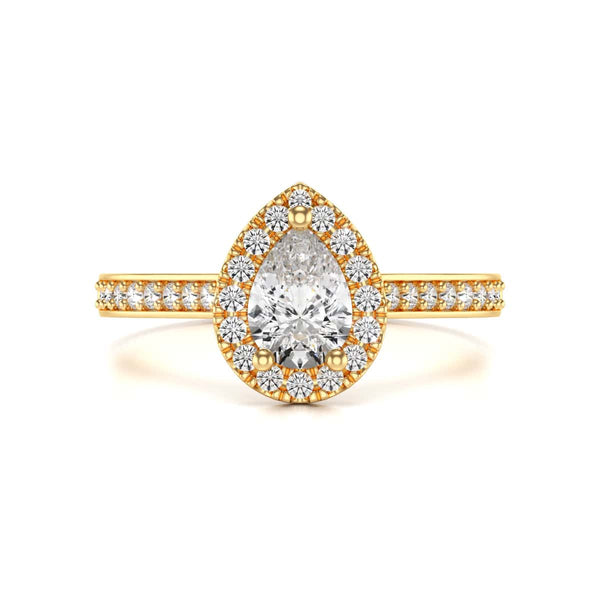 18ct Gold Halo Diamond Engagement Ring - Pear Shaped
