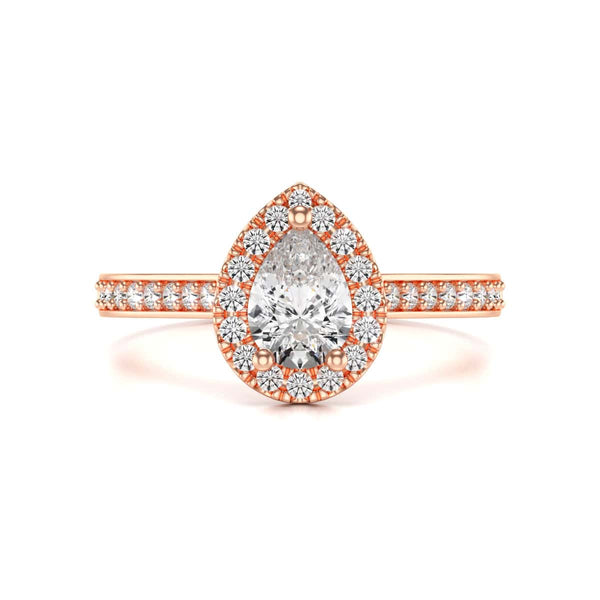 18ct Gold Halo Diamond Engagement Ring - Pear Shaped
