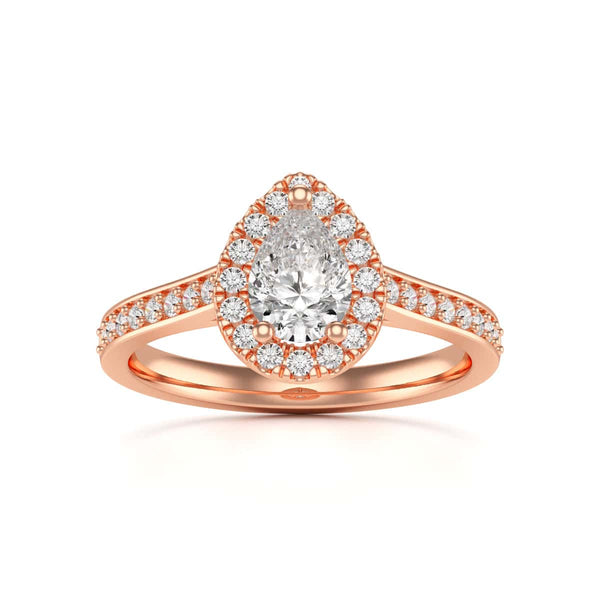 18ct Gold Halo Diamond Engagement Ring - Pear Shaped
