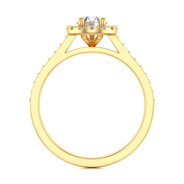 18ct Gold Halo Diamond Engagement Ring - Pear Shaped