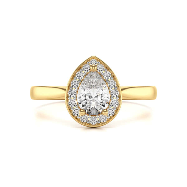 18ct Gold Halo Diamond Engagement Ring - Pear Shaped