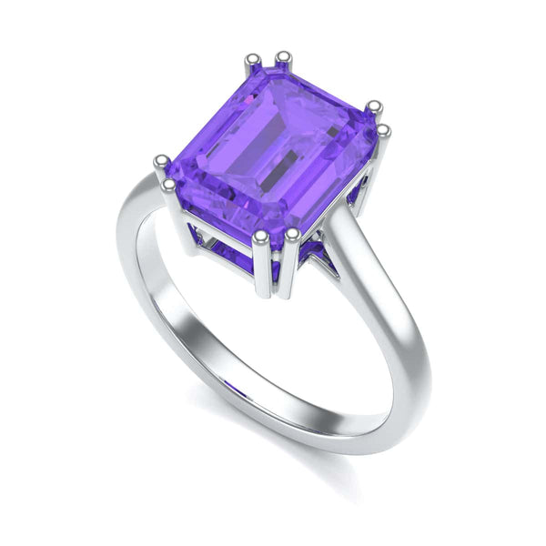Emerald Cut Amethyst Solitaire Dress Ring