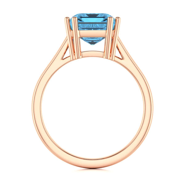 Emerald Cut Blue Topaz Solitaire Dress Ring