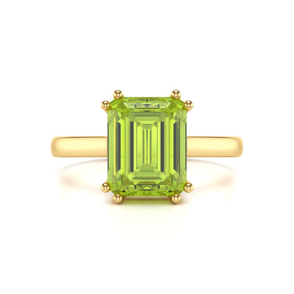Emerald Cut Peridot Solitaire Dress Ring