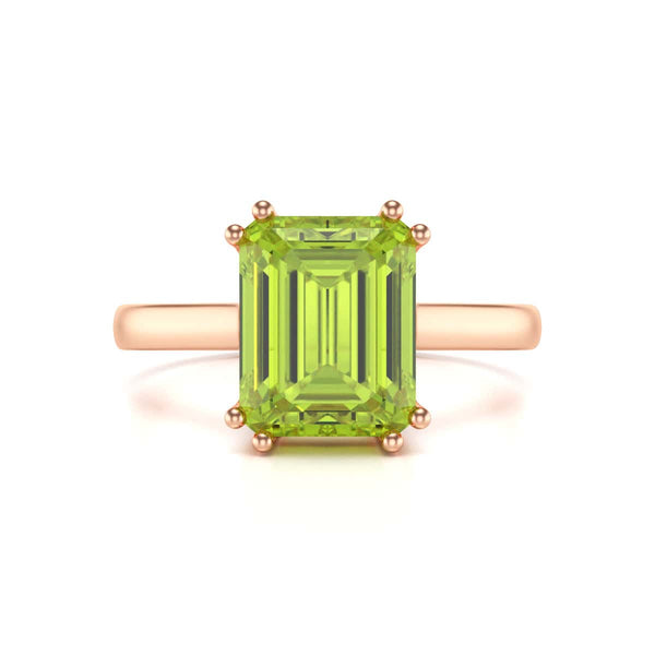 Emerald Cut Peridot Solitaire Dress Ring