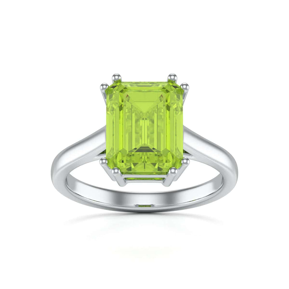 Emerald Cut Peridot Solitaire Dress Ring