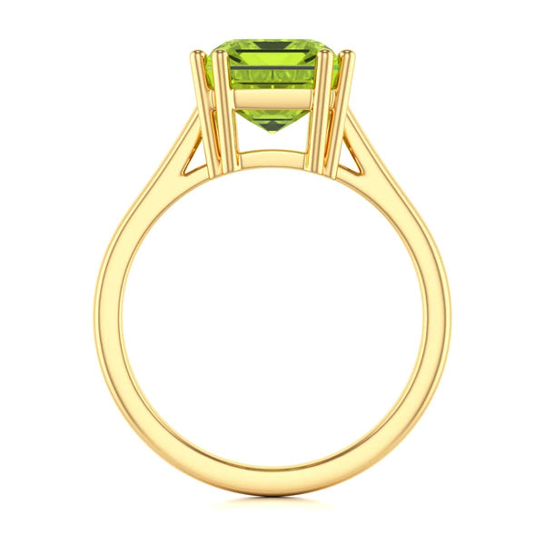 Emerald Cut Peridot Solitaire Dress Ring