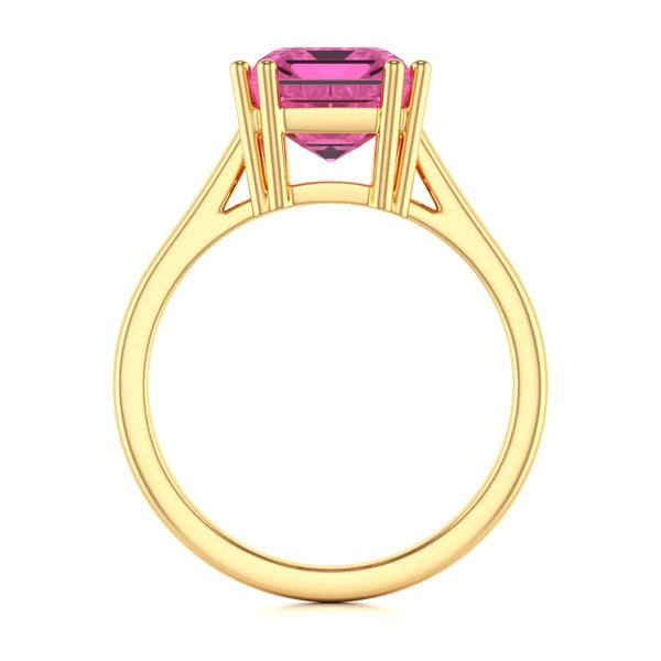 Emerald Cut Pink Topaz Solitaire Dress Ring