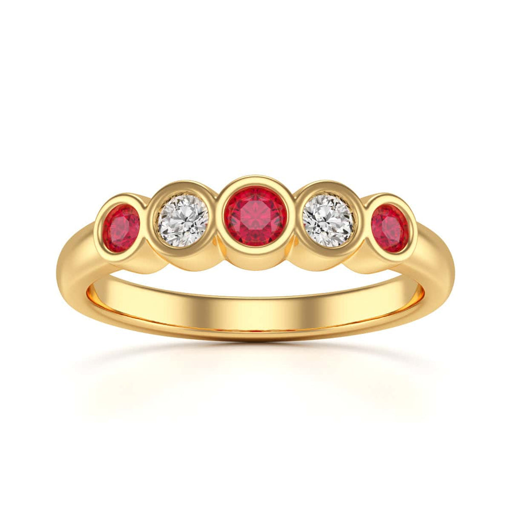 Diamond Rubover Ruby Half Eternity Ring in 18ct Gold and Platinum