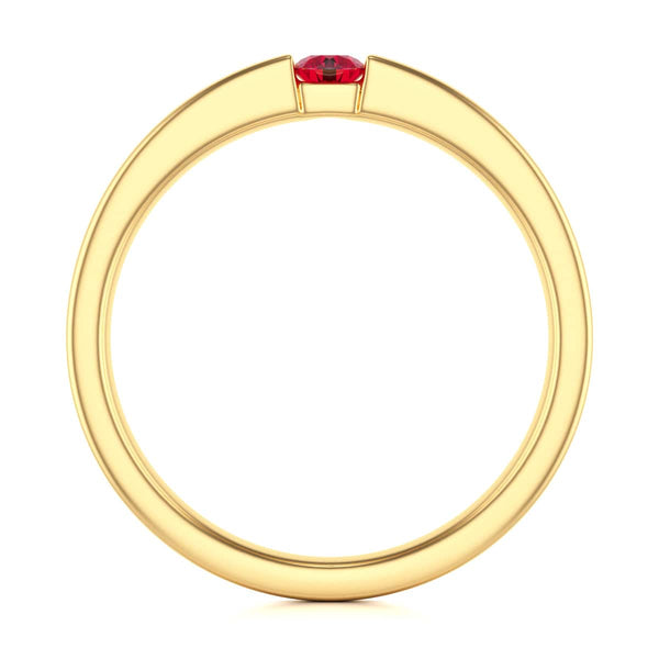 Round Shape Ruby Engagement Ring in 18ct Gold and Platinum