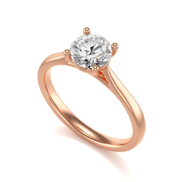 Diamond Engagement Ring- Round Four Claw Split Tapered Shank