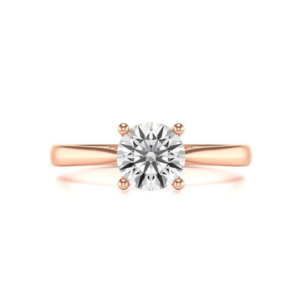 Diamond Engagement Ring- Round 4 Claw Open Front Split Tapered Shank