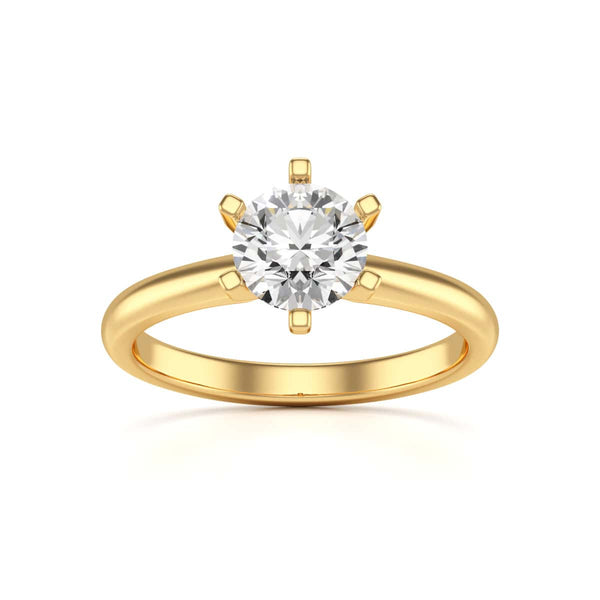 Round Brilliant Cut Centre Stone, Six Claw, Tapered Shank, Diamond Engagement Ring