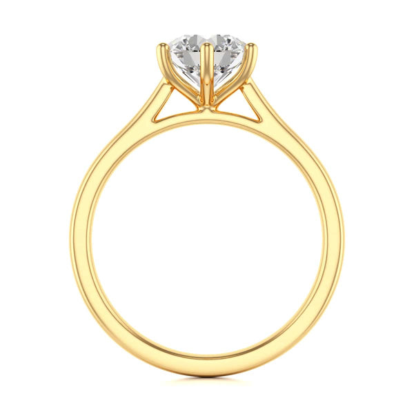 Diamond Engagement Ring- Round Six Claw Tapered Shank