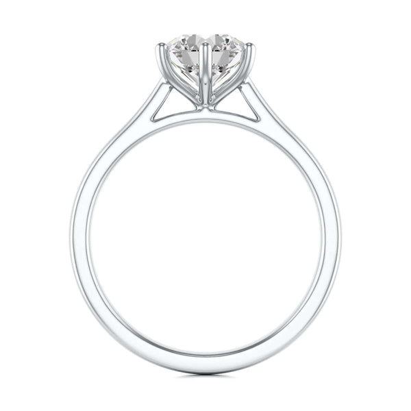 Diamond Engagement Ring- Round Six Claw Tapered Shank