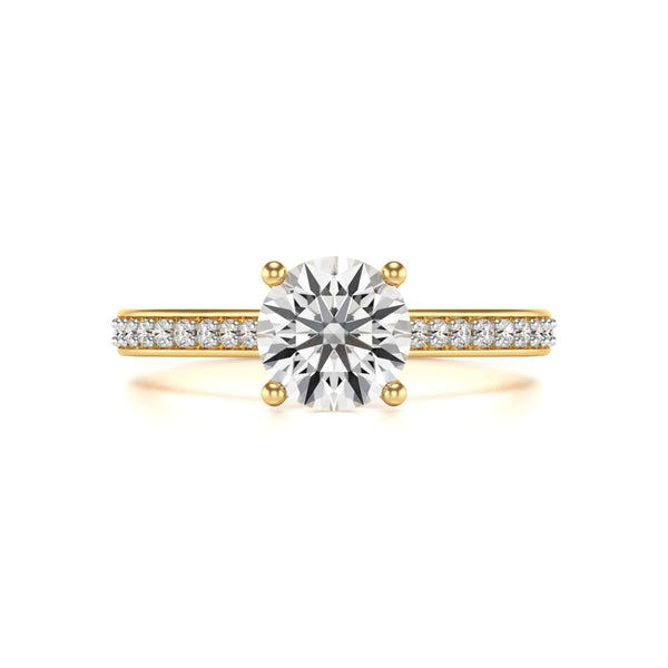 Diamond Engagement Ring- Round Four Claw Grain Set Parallel Shank