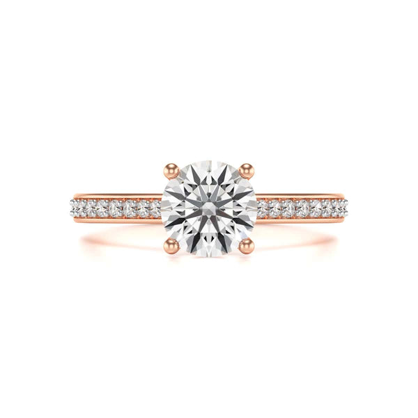 Diamond Engagement Ring- Round Four Claw Grain Set Parallel Shank