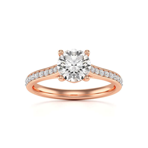 Diamond Engagement Ring- Round Four Claw Grain Set Parallel Shank