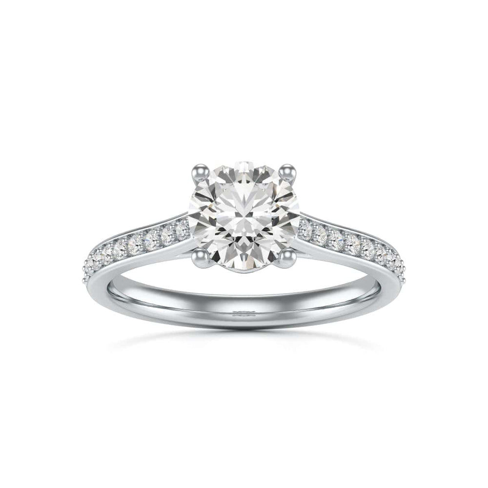 Diamond Engagement Ring- Round Four Claw Grain Set Parallel Shank