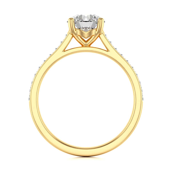 Diamond Engagement Ring- Round Four Claw Grain Set Parallel Shank