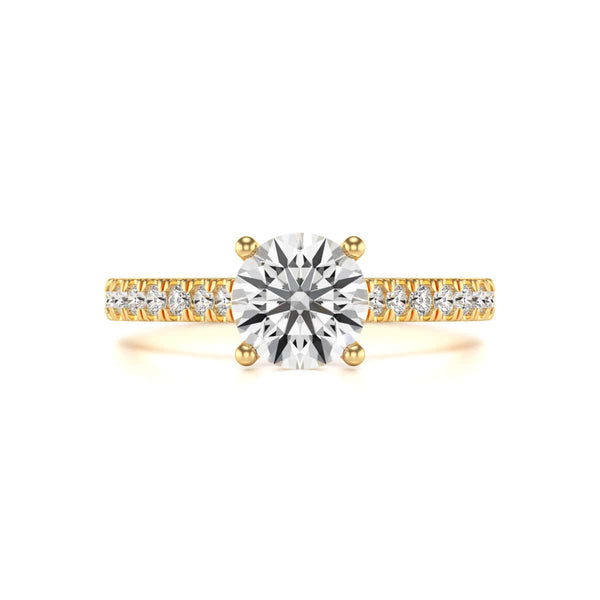 Diamond Engagement Ring- Round Four Claw Scallop Set Shank