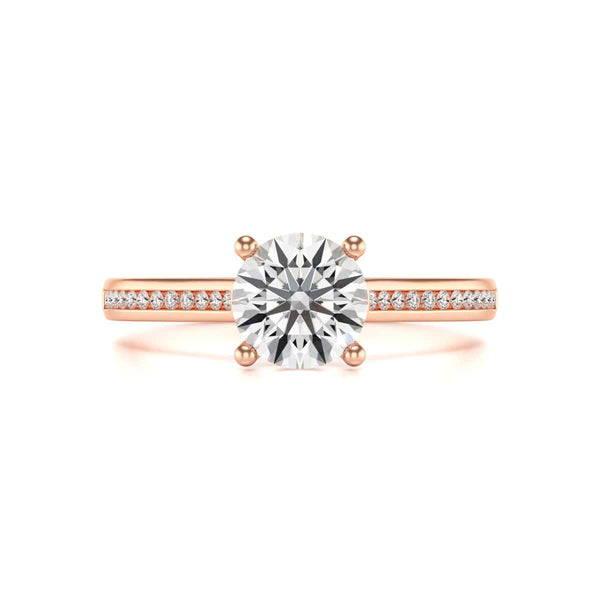 Diamond Engagement Ring- Round Four Claw Bar Split Channel Shank
