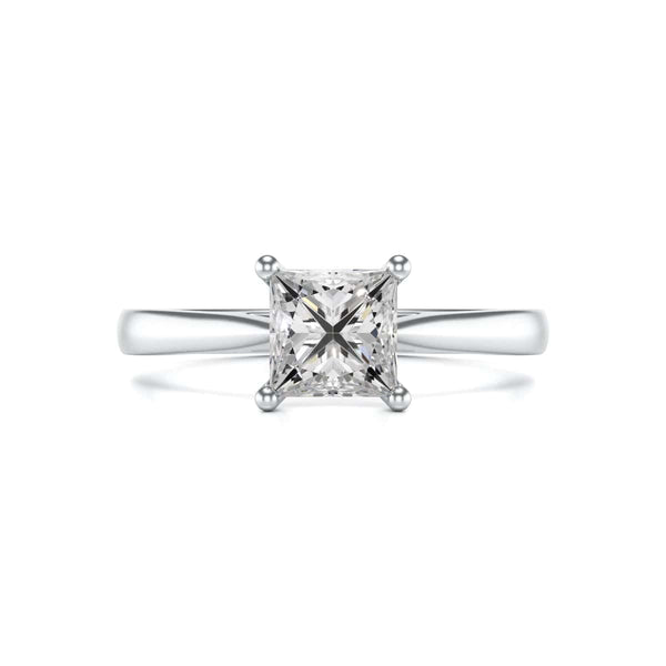 Diamond Engagement Ring- Princess Four Claw Split Tapered Shank