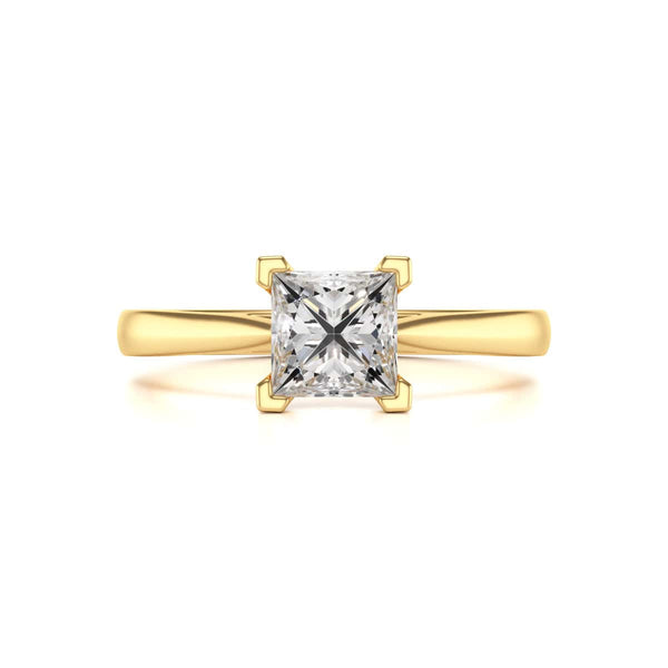 Diamond Engagement Ring- Princess Corner Claw Split Tapered Shank