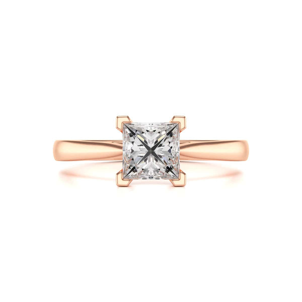 Diamond Engagement Ring- Princess Corner Claw Split Tapered Shank